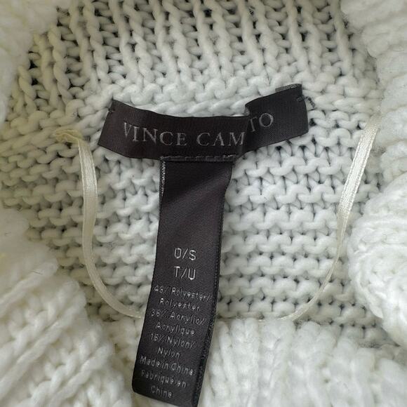 Vince Camuto Colorblock Turtleneck Sweater Grey White Poncho Shrug Thick Warm OS - Picture 15 of 16